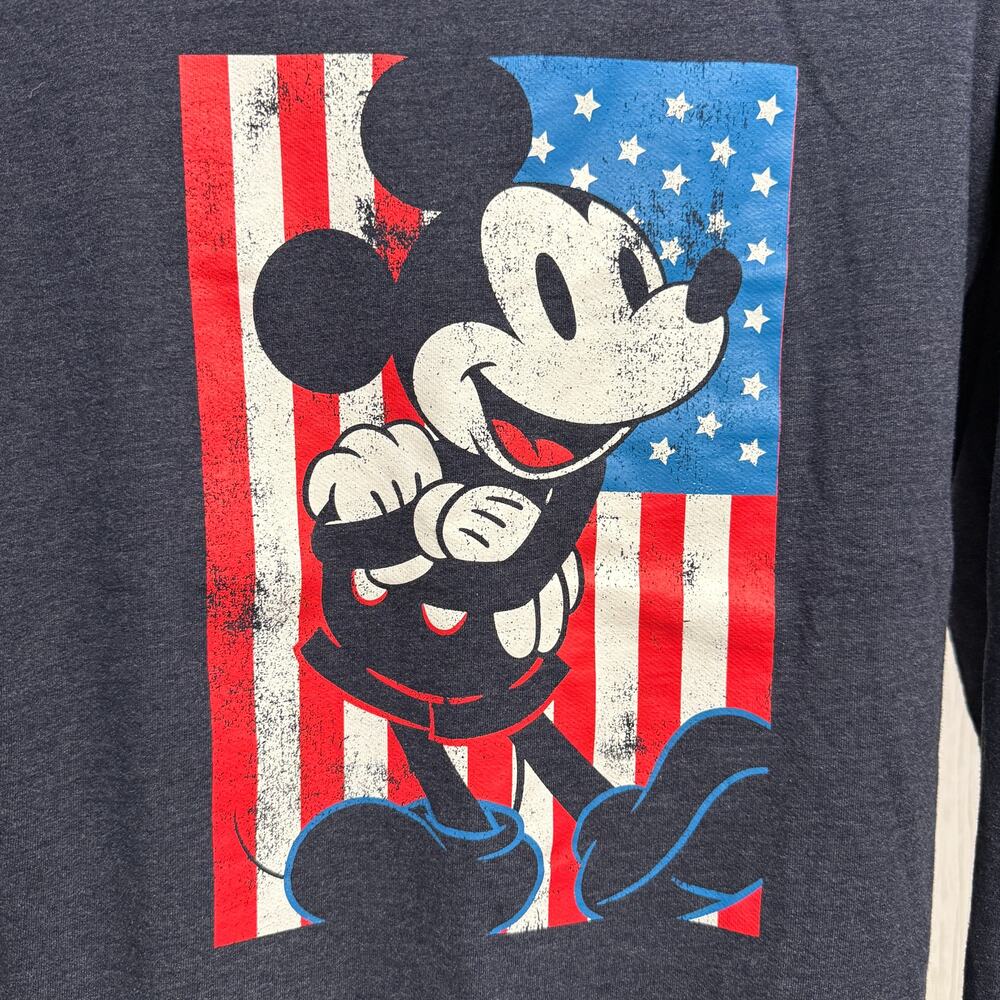 Disney Mickey Mouse Pullover Sweatshirt Size Large Flag Patriotic - Picture 2 of 6